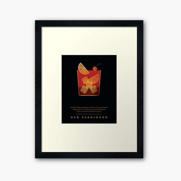 Item preview, Old Fashioned - Cocktail - Classic Cocktails Series - Black and Gold - Modern, Minimal Decor designed and sold by Studio Grafiikka.