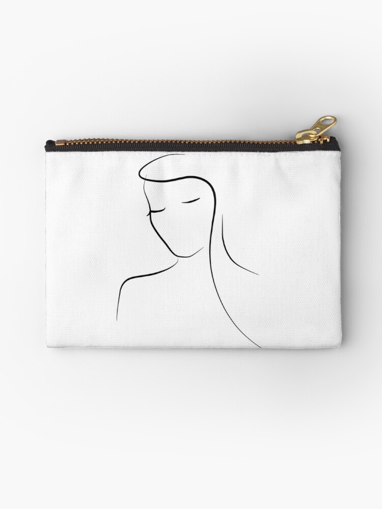 Abstract Face Drawing - Minimal Mary | Zipper Pouch
