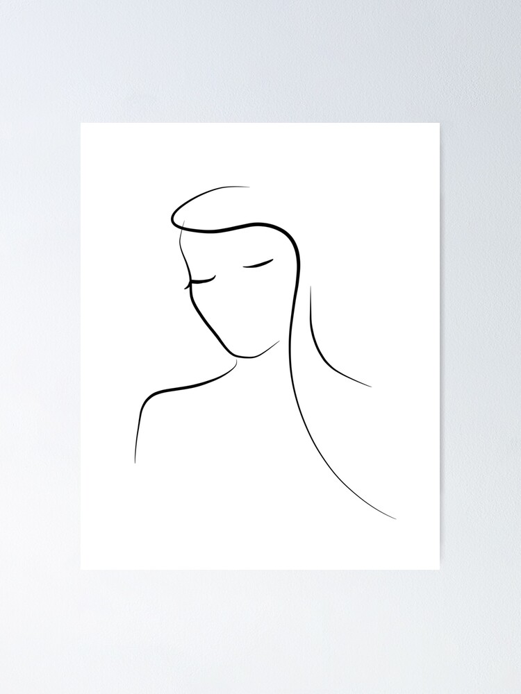 Poster Dessin De Visage Abstrait Minimal Mary Par Odyanne Redbubble