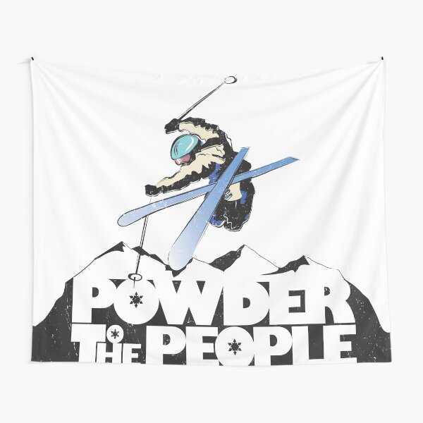 Powder To The People distressed retro ski poster Tapestry