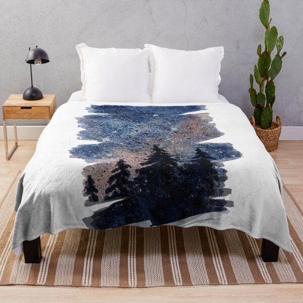 Item preview, Watercolor pine forest and galaxy painting. Brush stroke version designed and sold by RedFinchDesigns.