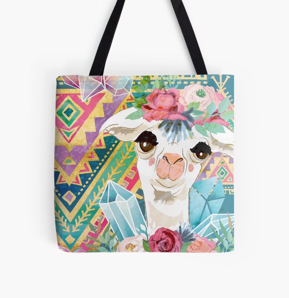 Jewel Boho Alpacas for Makers, Knitters, Crocheters, all crafts. All Over Print Tote Bag
