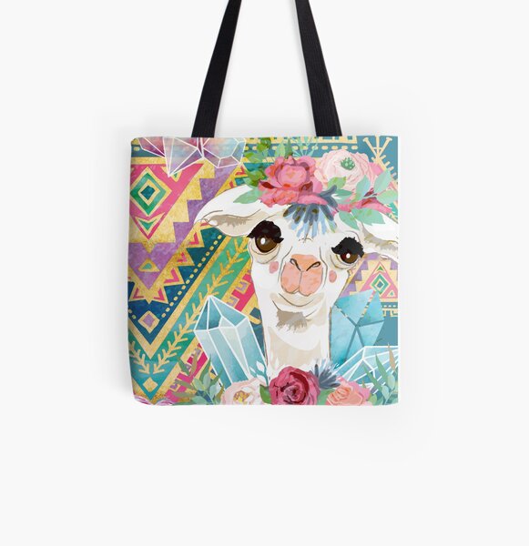 Jewel Boho Alpacas for Makers, Knitters, Crocheters, all crafts. All Over Print Tote Bag
