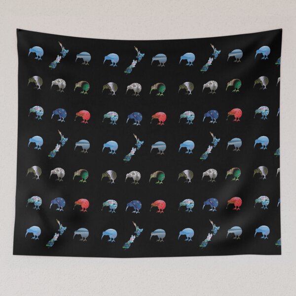 Item preview, NEW ZEALAND MAP AND KIWIS designed and sold by Madjack Tees Kiwi SuperStore.