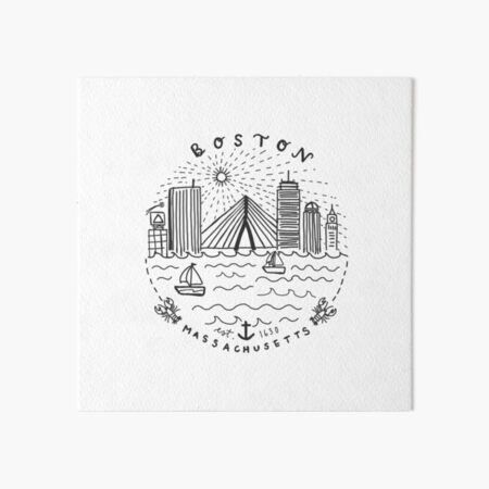 Boston Mass Skyline Collage Art Board Print
