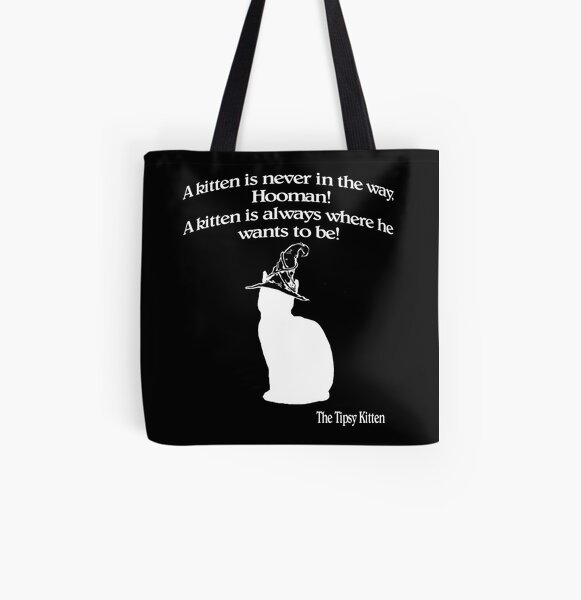 Wizard Kitten Black All Over Print Tote Bag