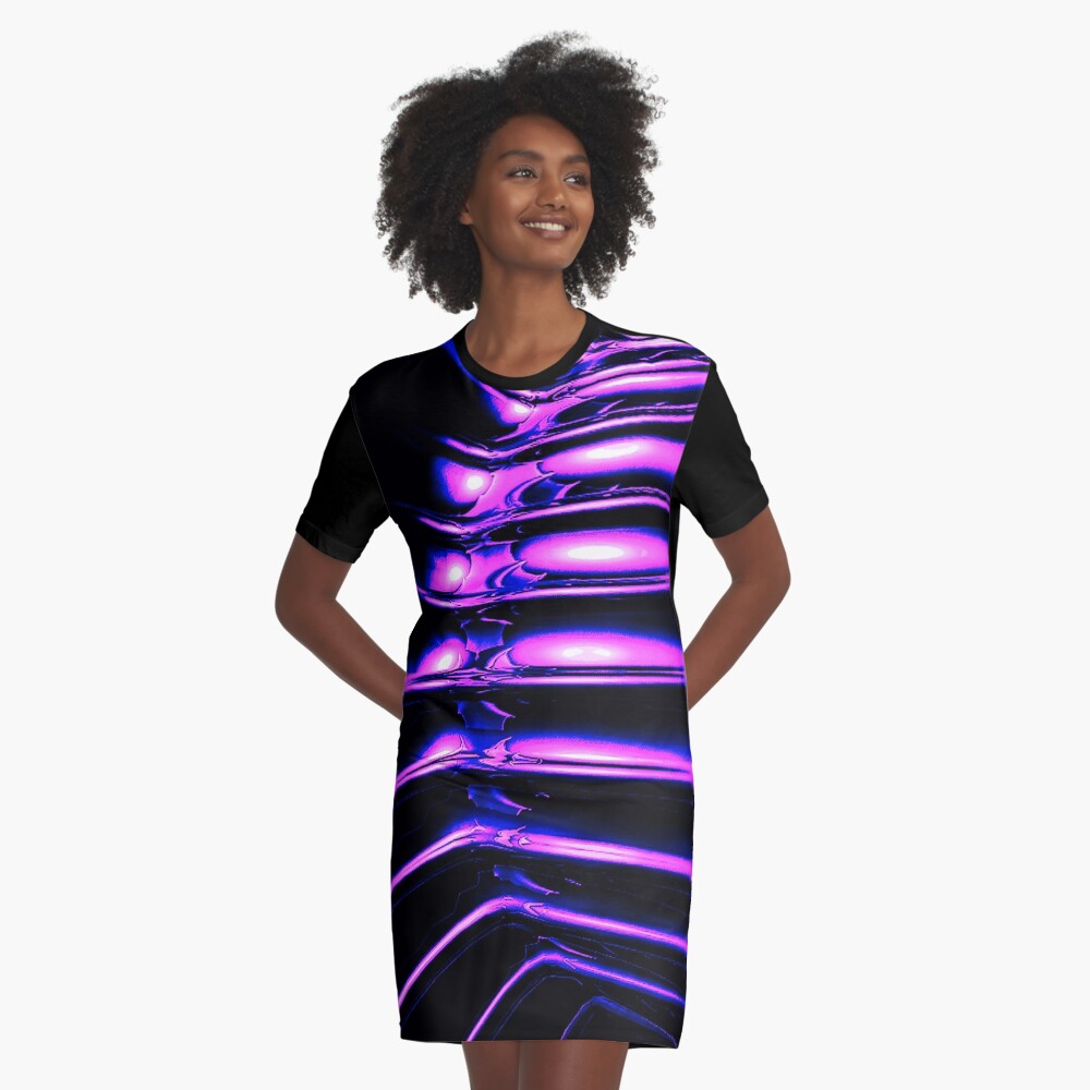 Abstract Neon Alien Pod Graphic T-Shirt Dress