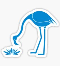 Exotic tropical bird flamingo, water lilies flower Sticker