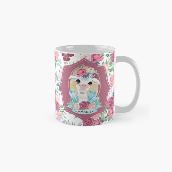 Flora the Alpaca Maker for Knitters, Crocheters, Cross Stitch, Sewists, All Craft Makers, Llama Classic Mug