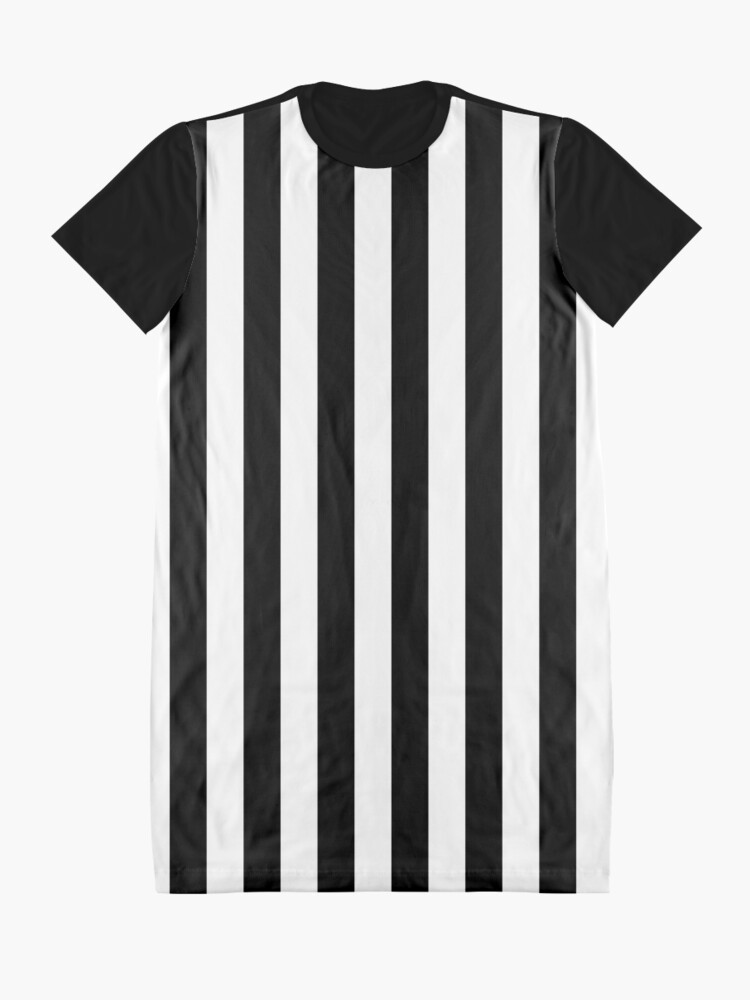 Monochrome Vertical Stripes Striped Short Sleeve Alternative Print Collar  Dress Urban Retro 