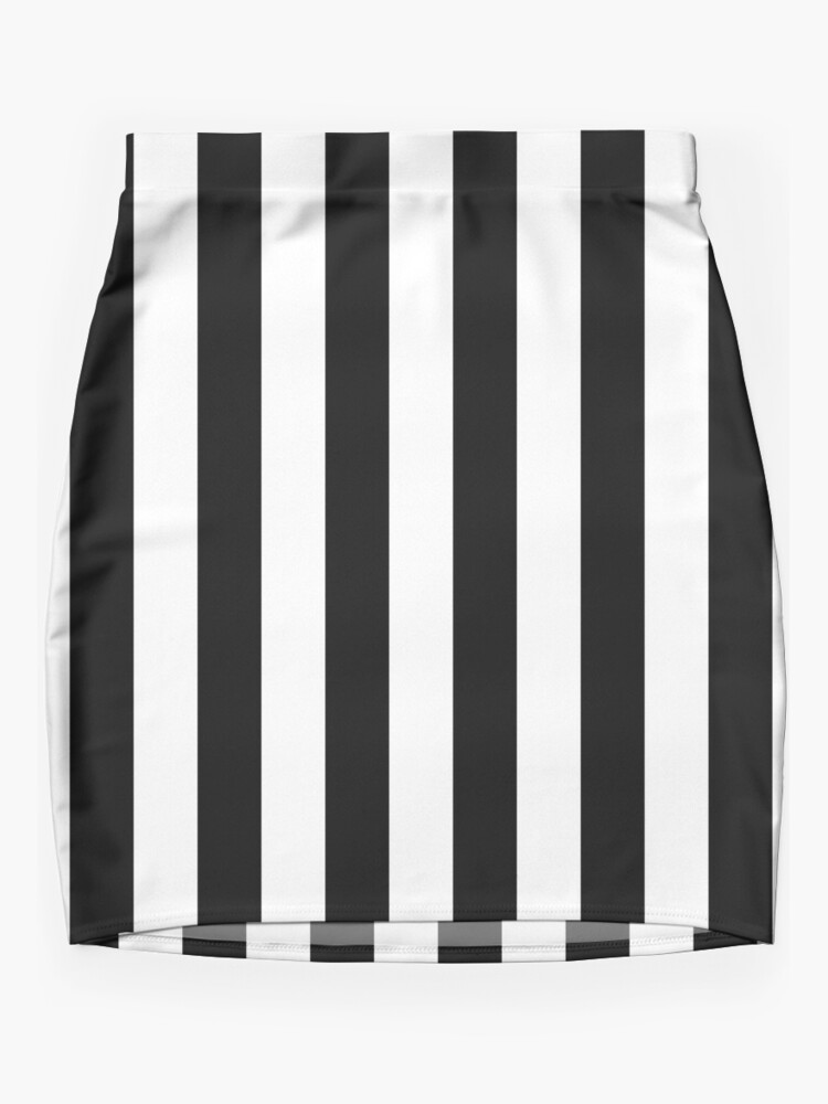 Disover Black and White Vertical Stripes Mini Skirt