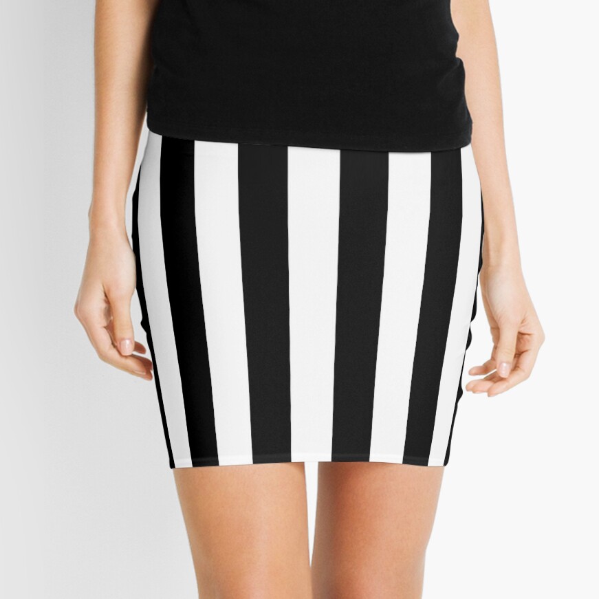 Discover Black and White Vertical Stripes Mini Skirt