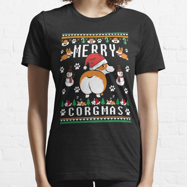 Funny Corgi Lover Ugly Christmas Sweater Essential T-Shirt