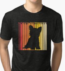 Vintage Retro Yorkshire Terrier Christmas Gift Tri-blend T-Shirt