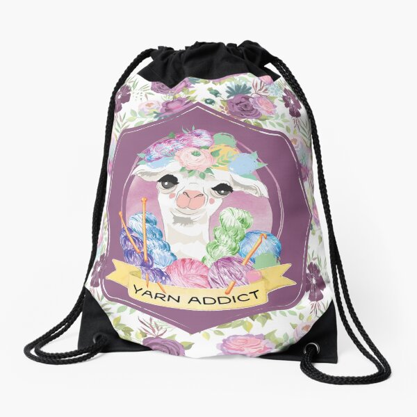 Violet the Yarn Addict Alpaca Drawstring Bag