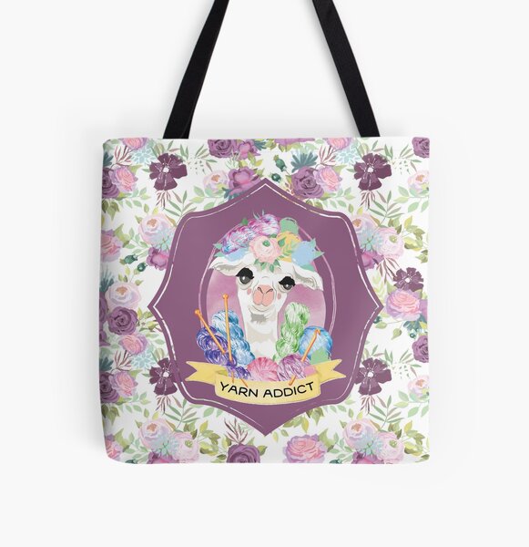 Violet the Yarn Addict Alpaca All Over Print Tote Bag