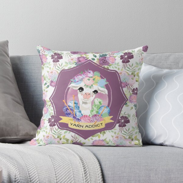 Violet the Yarn Addict Alpaca Throw Pillow