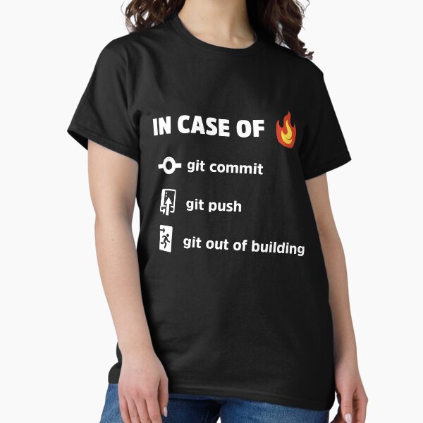 Vista previa del artículo con la obra «Usar Git en caso de incendio v2 - Chistes divertidos de programación - Color oscuro», diseñado y vendido por Programming Jokes.