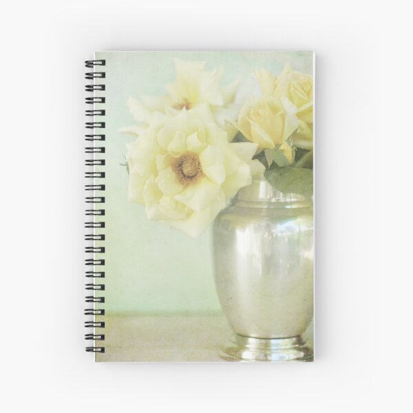 Yellow Roses in Silver Vase Spiral Notebook