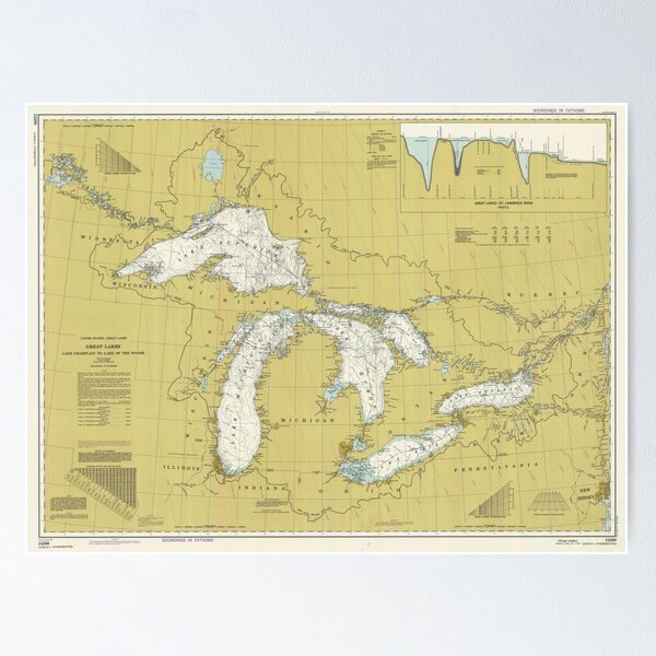 Vintage Fish Lake Michigan State Map MI Fly Fishing by