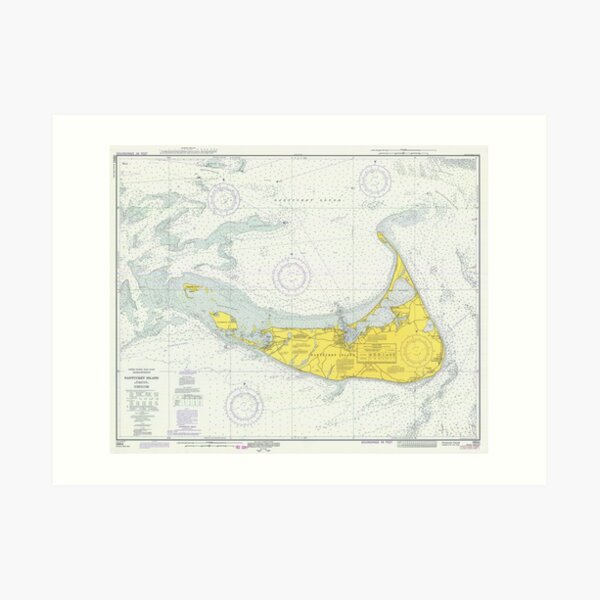 Vintage Karte von Nantucket (1975) Kunstdruck