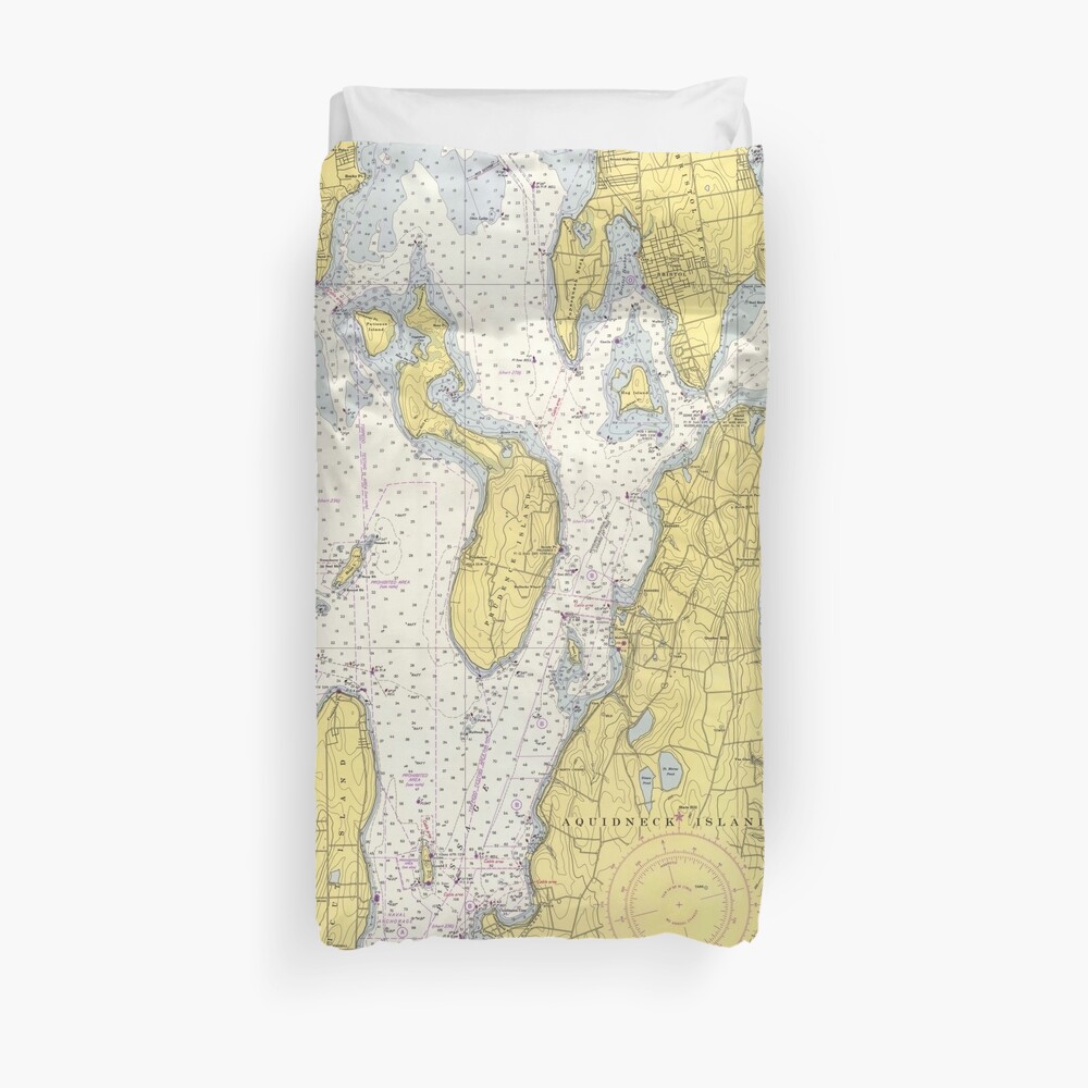 Vintage Map of The Narragansett Bay (1952) Duvet Cover