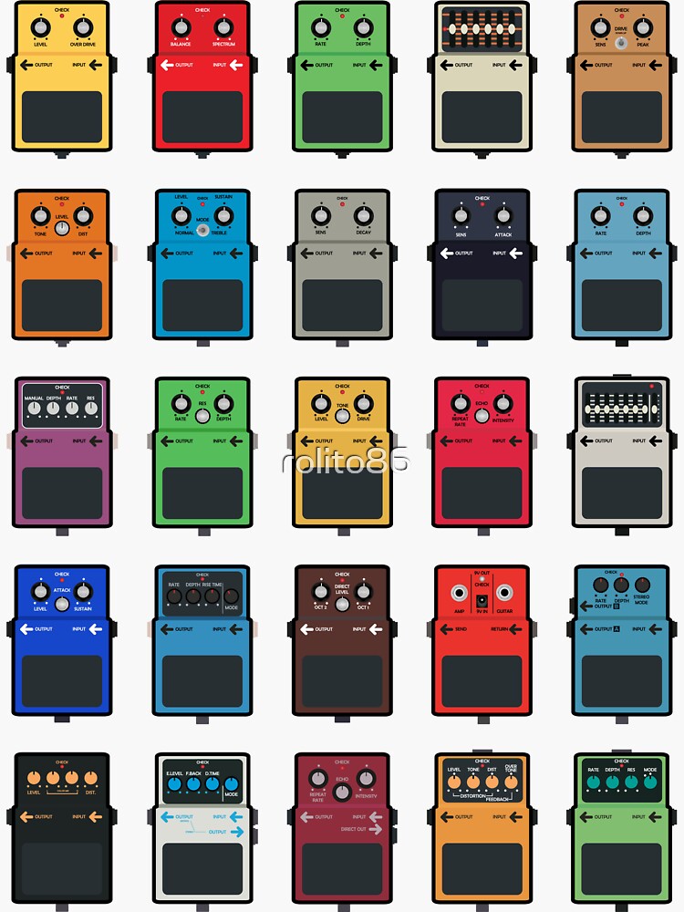 "Guitar Pedals" Sticker for Sale by rolito86 Redbubble