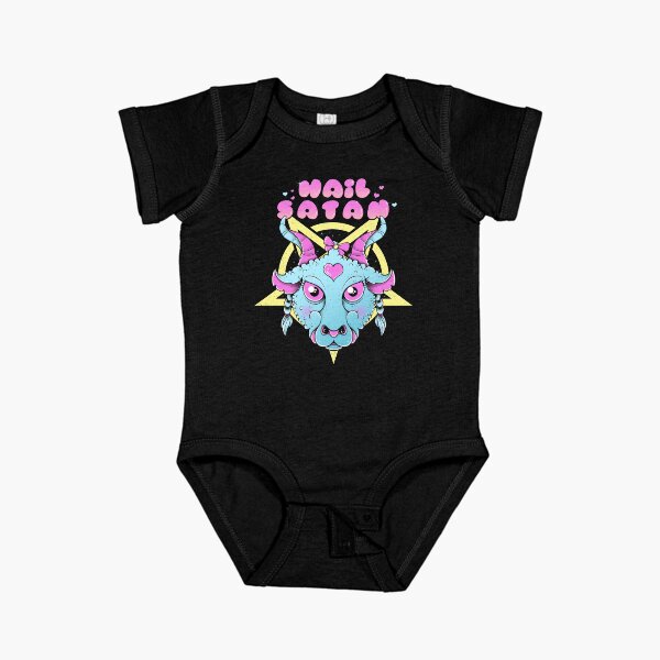 Hail Satan, Cute Satanic Short Sleeve Baby One-Piece