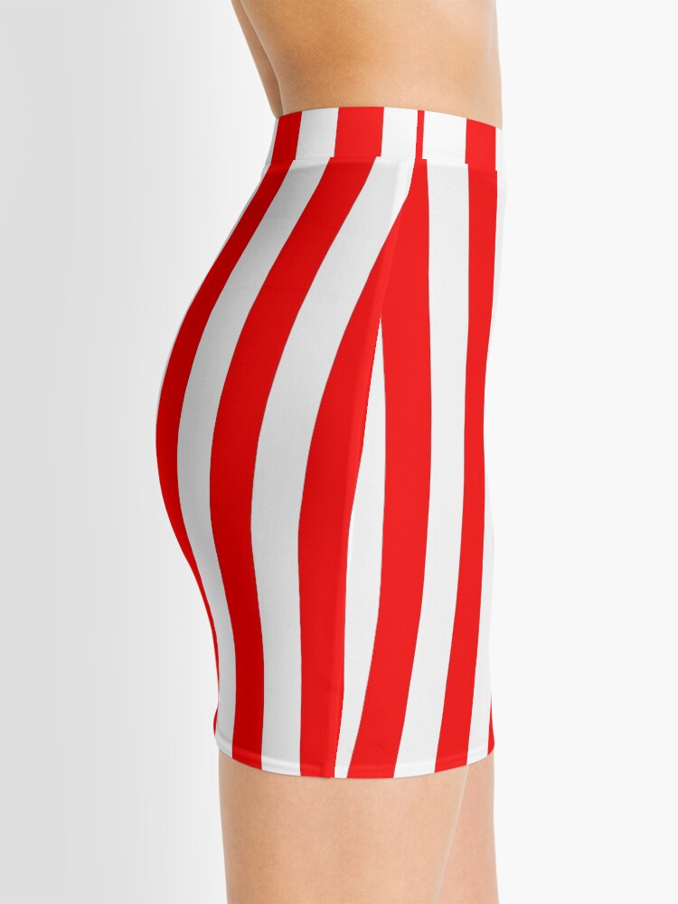 Alternate view of Red and White Vertical Stripes Mini Skirt