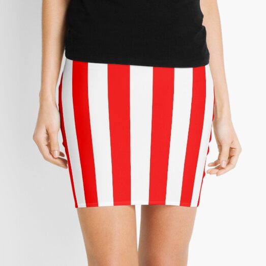 Red and White Vertical Stripes Mini Skirt