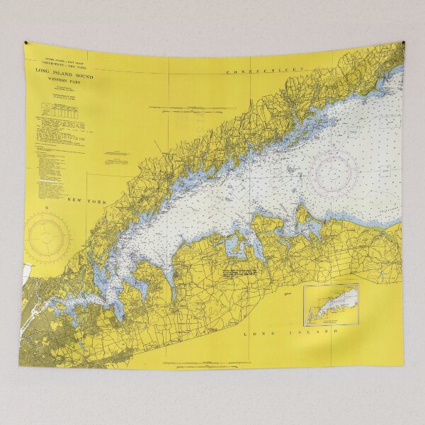 Item preview, Vintage Map of The Long Island Sound (1958) designed and sold by BravuraMedia.