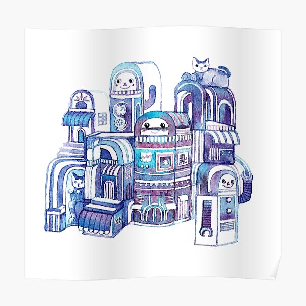 Cats in Robot Town Poster