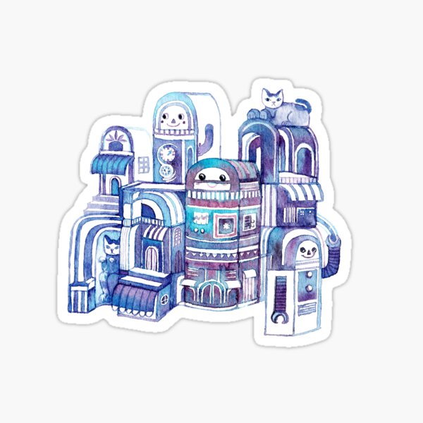 Cats in Robot Town Sticker