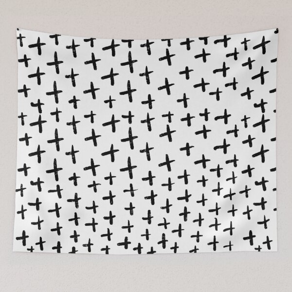 Item preview, simple modern black and white crosses pattern illustration designed and sold by GirlyTrend.