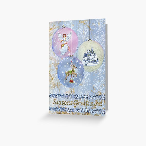 Vintage Snow Globe Ornaments Greeting Card