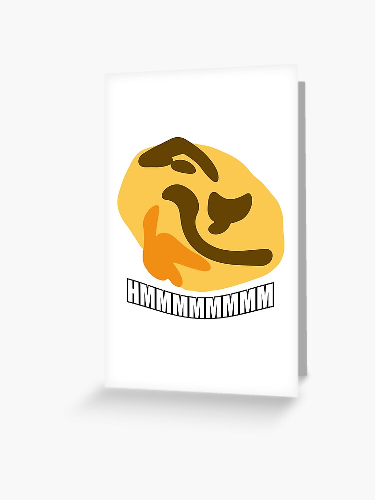 Hmm Derp Thinking Emoji W Pewdiepie Meme Review Swirl Greeting Card By Meme Merch Com Redbubble