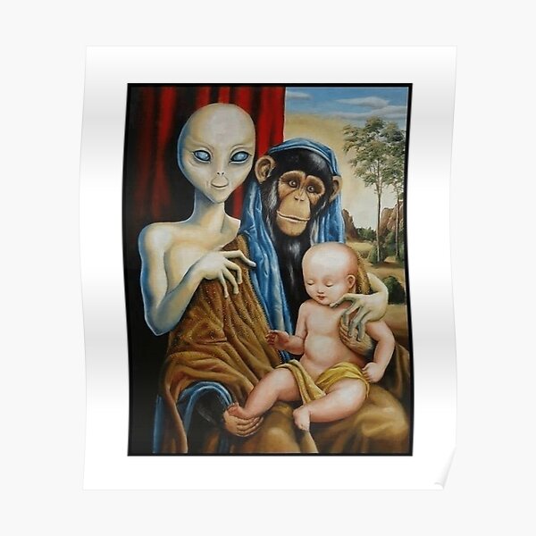 Alien Chimp Baby Religion Conspiracy Póster