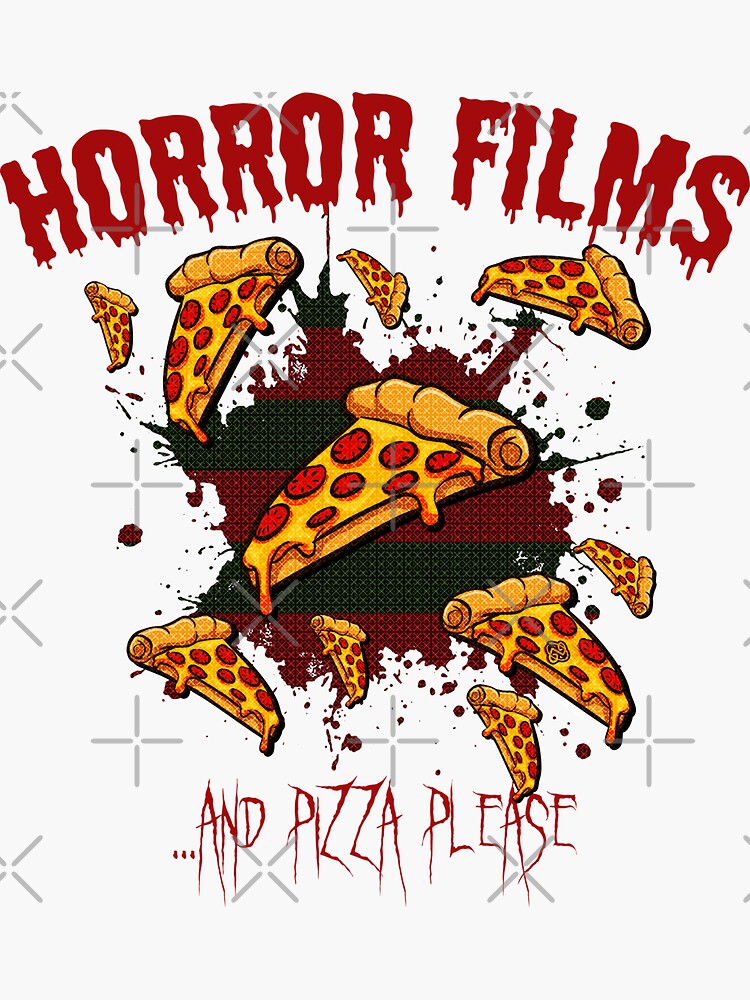 "Horror Movies and Pizza Please" Sticker for Sale by Ikaroots Redbubble