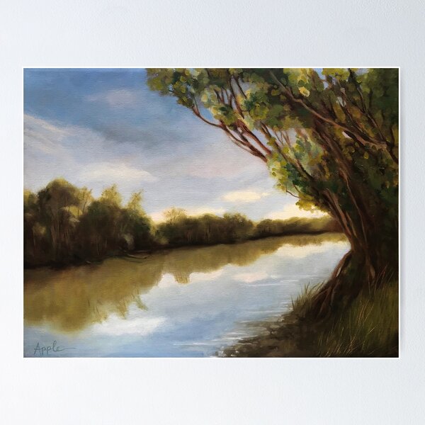 Item preview,  The River - local river plein air landscape oil painting  designed and sold by LindaAppleArt.