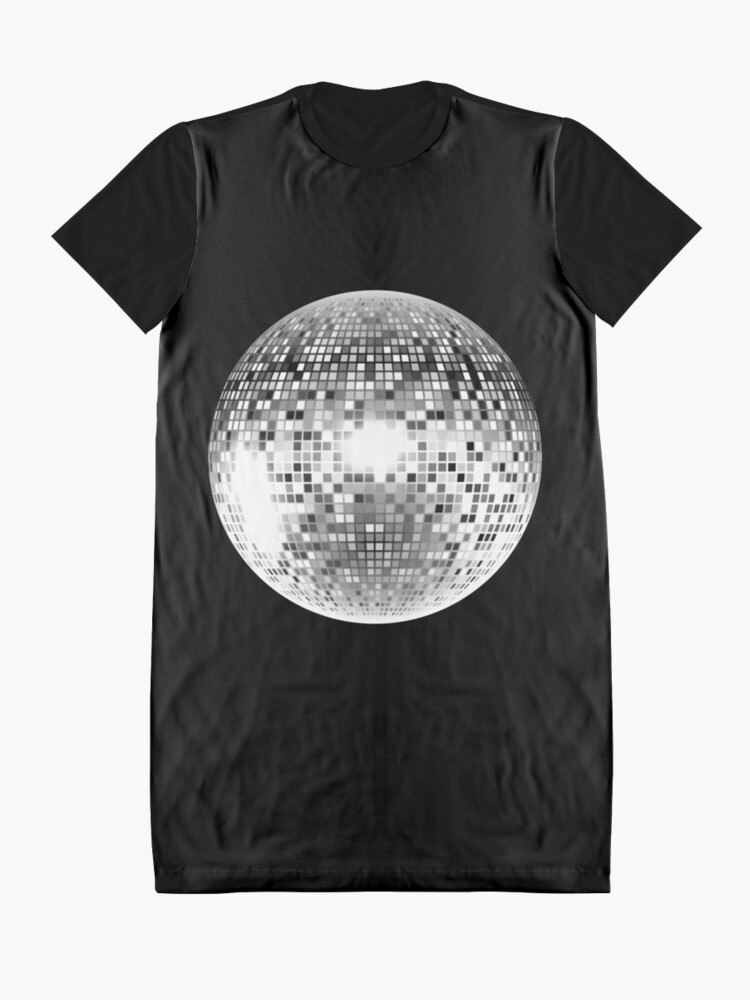 Alternate view of Disco Ball. DJ, Glitter, Ball, Bling. On BLACK. Graphic T-Shirt Dress