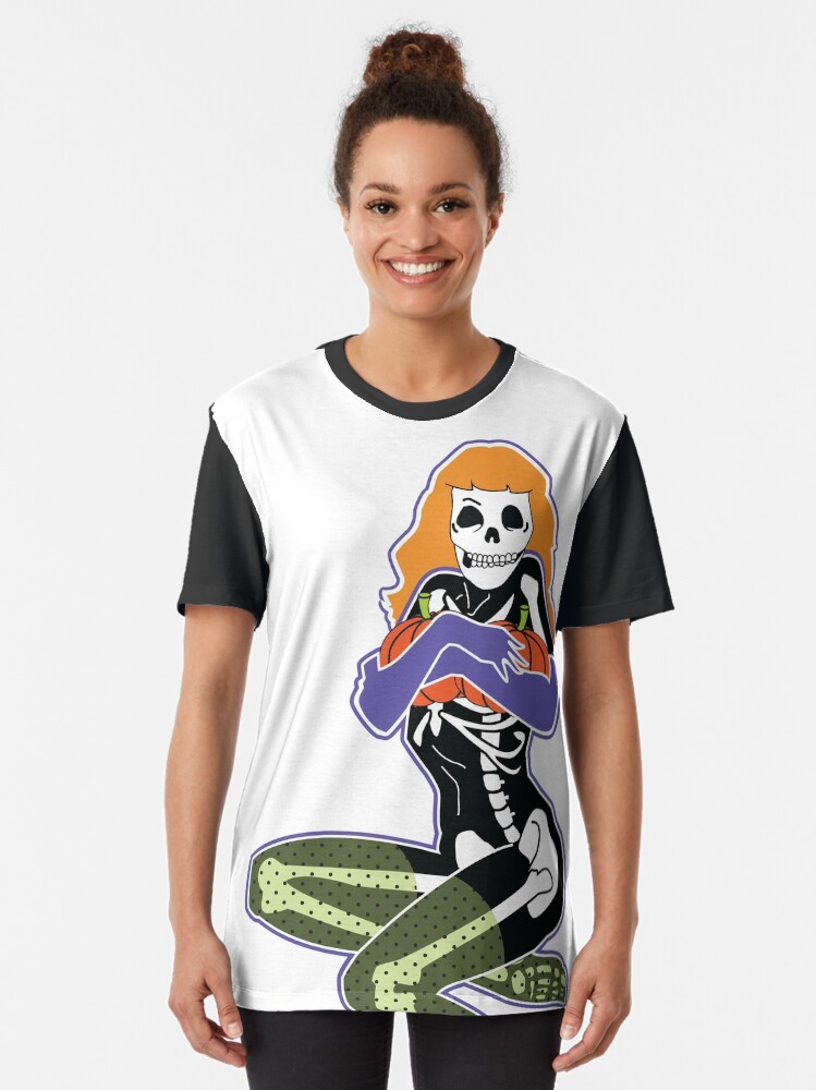 Alternate view of Pumpkin Pin Up Queen Graphic T-Shirt