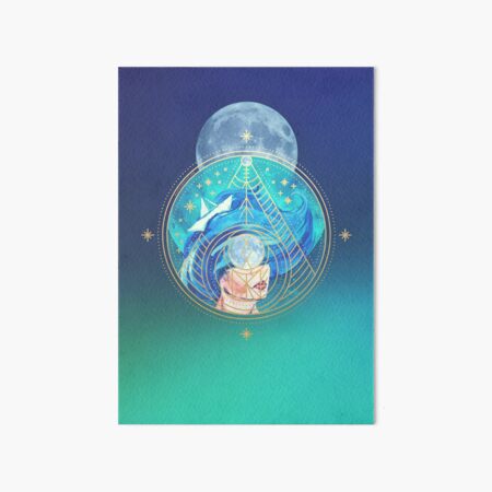 Aquarius Zodiac Moon Goddess watercolour art Art Board Print