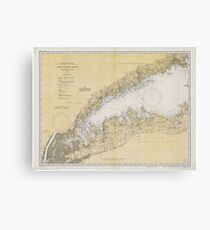 Vintage Map of The Long Island Sound (1934) Canvas Print