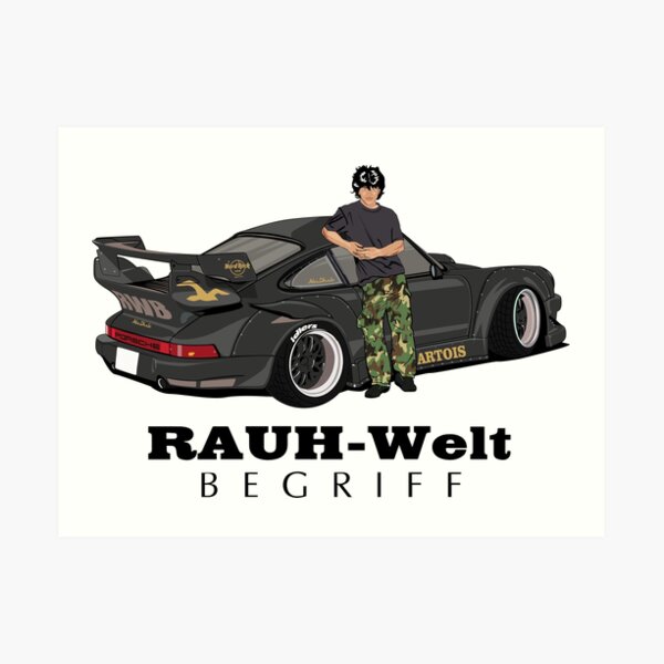 T-Shirt RWB Rauh-Welt Porsche 911 – Stil JDM Widebody Tuning Japanisch Größe M