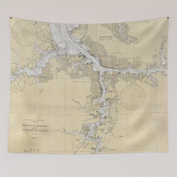 Item preview, Vintage Norfolk Harbor & Elizabeth River Map (1933) designed and sold by BravuraMedia.