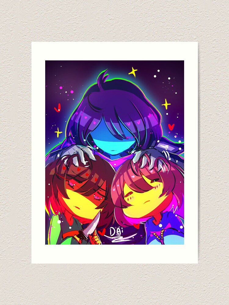 Undertale Deltarune Kris Frisk And Chara Art Print By Daiikonradish Redbubble