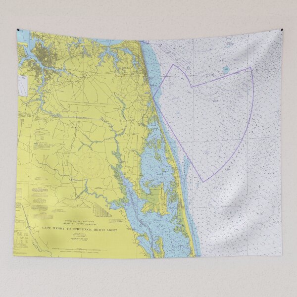 Item preview, Vintage VA Beach to Outer Banks NC Map (1976) designed and sold by BravuraMedia.