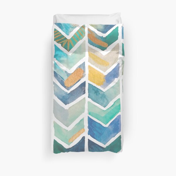 Freehand Watercolor Chevron Pattern Duvet Cover