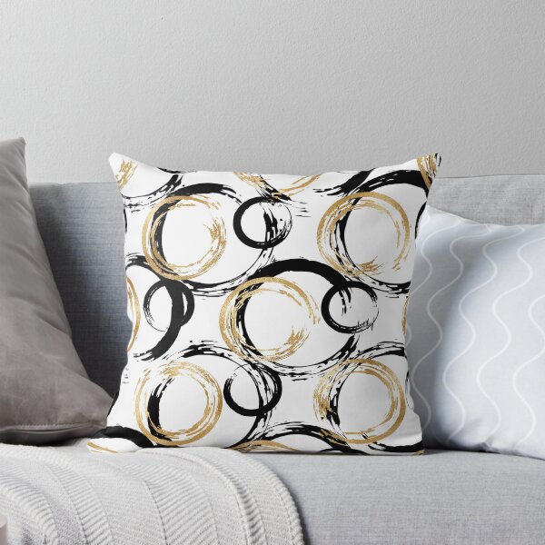 Item preview, Black and Gold Brush Circles Pattern II | Faux Gold Foil designed and sold by KeikoPrints.