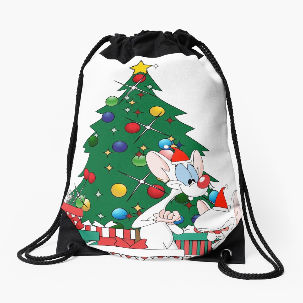 Pinky And The Brain Around The Christmas Tree Drawstring Bag